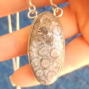 New Fossil Coral 925 Silver Necklace.